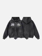 PATCHRACE - Oversized Graphic Zip Up Hoodie