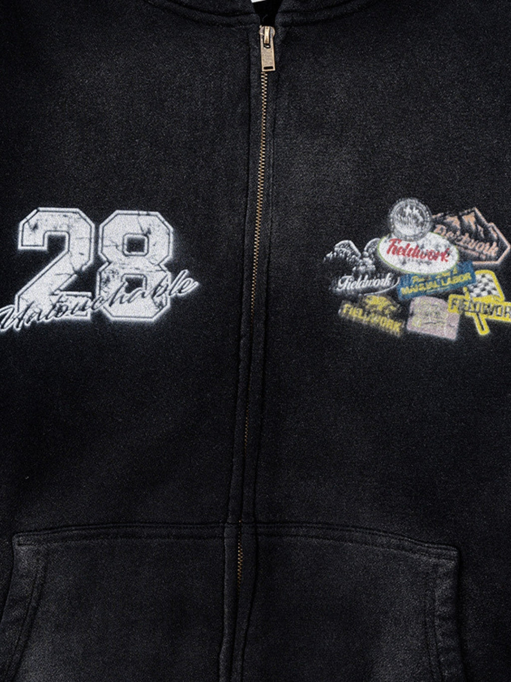 PATCHRACE - Oversized Graphic Zip Up Hoodie