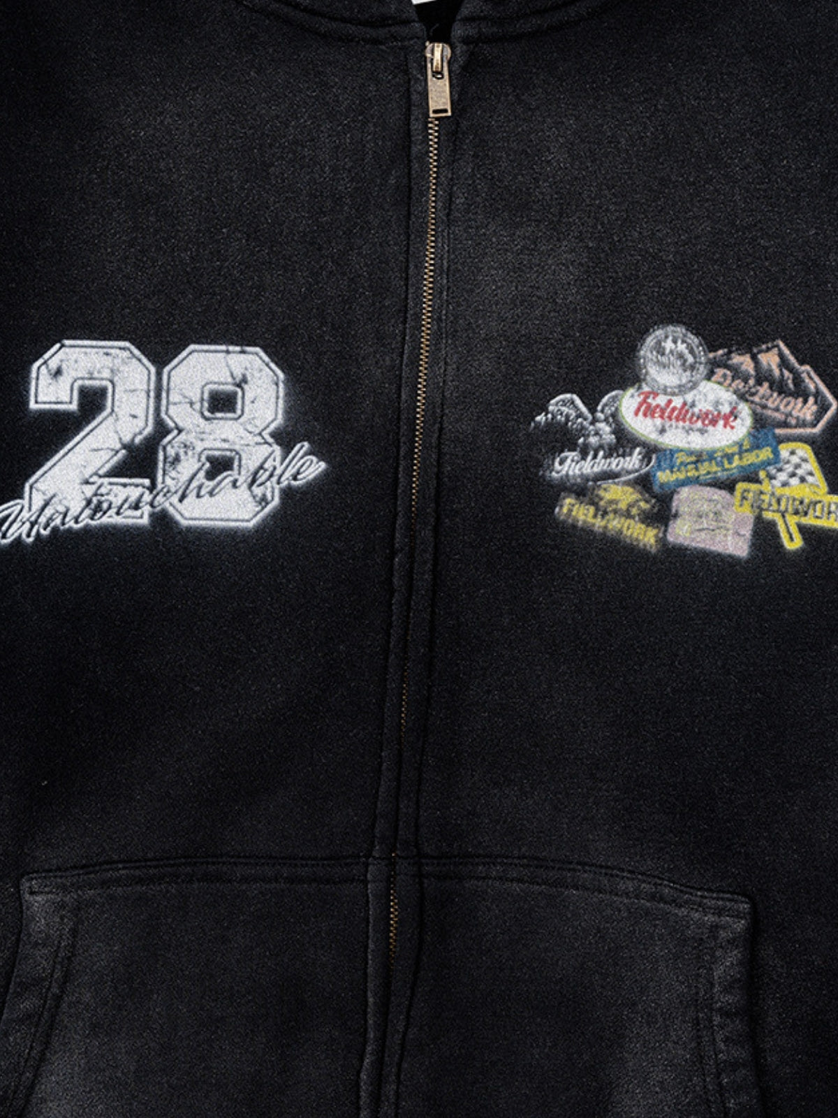 PATCHRACE - Oversized Graphic Zip Up Hoodie
