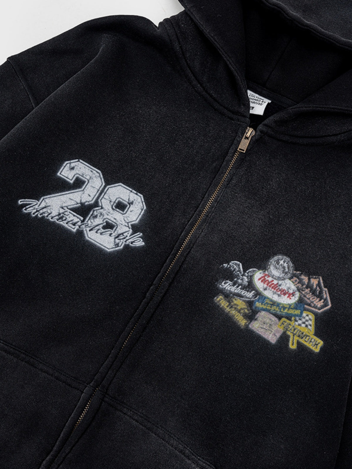 PATCHRACE - Oversized Graphic Zip Up Hoodie