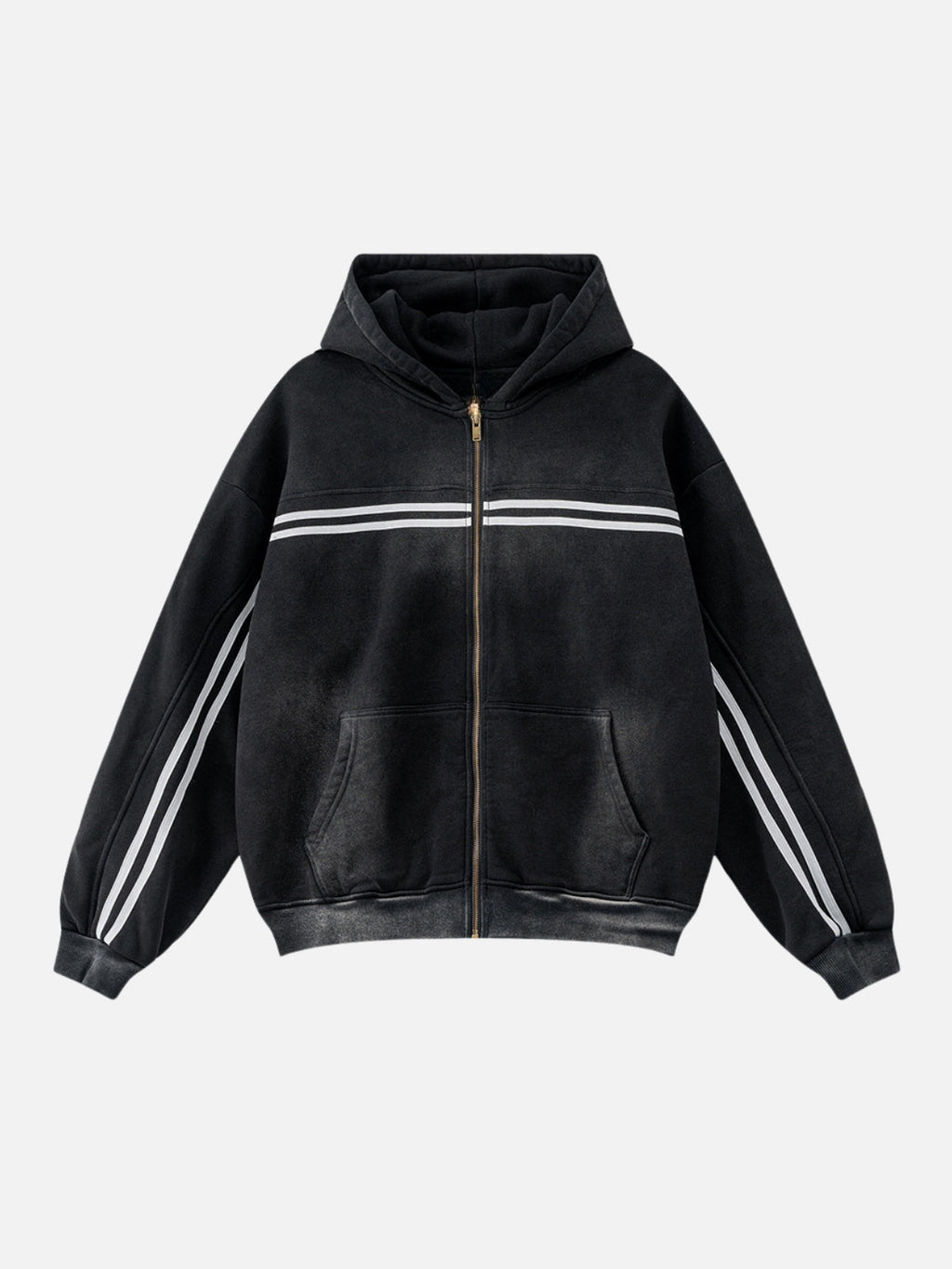 STRIPEEZ - Oversized Embroidered Zip Up Hoodie