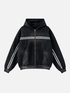 STRIPEEZ - Oversized Embroidered Zip Up Hoodie