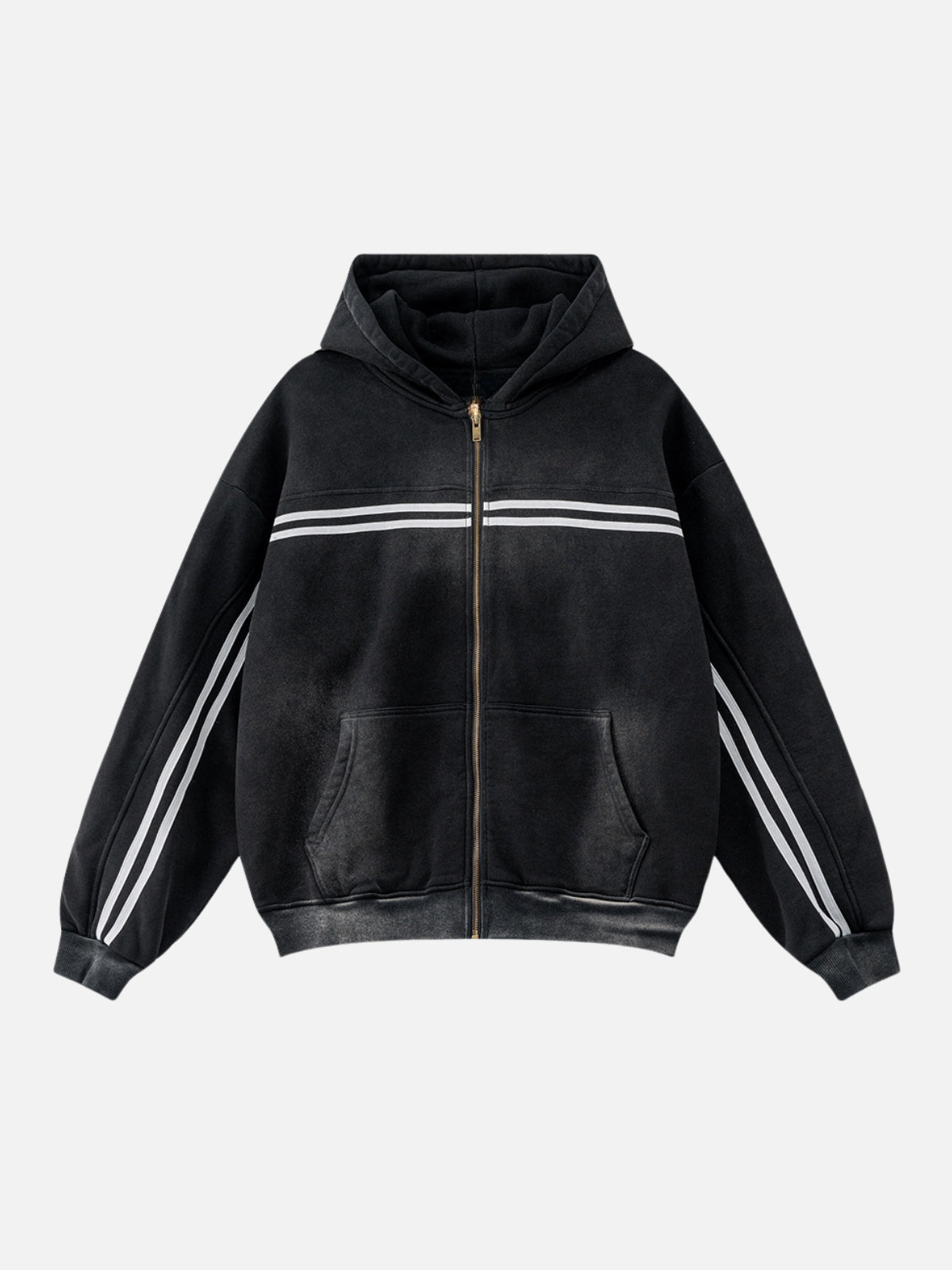 STRIPEEZ - Oversized Embroidered Zip Up Hoodie