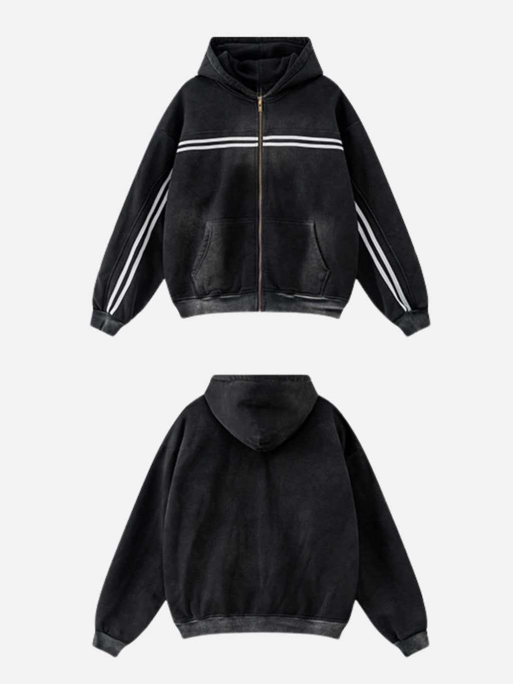 STRIPEEZ - Oversized Embroidered Zip Up Hoodie