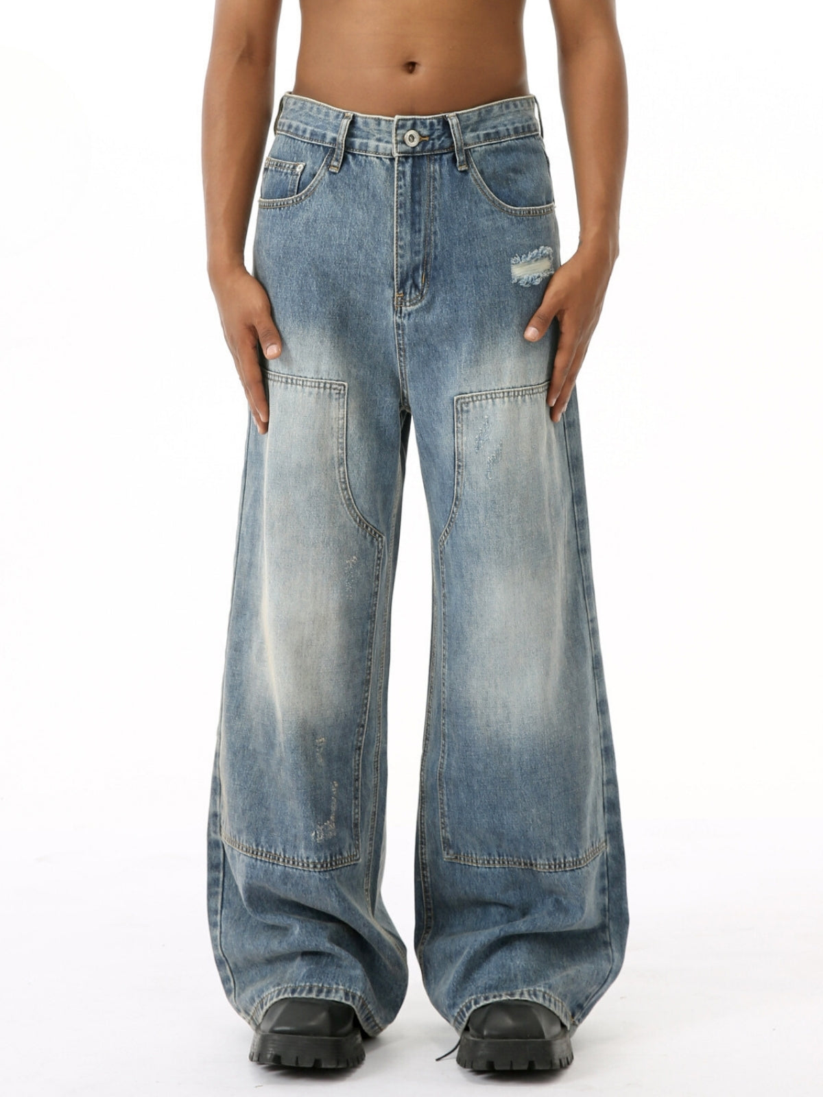 MAGNATES - Baggy Patchwork Basic Jeans