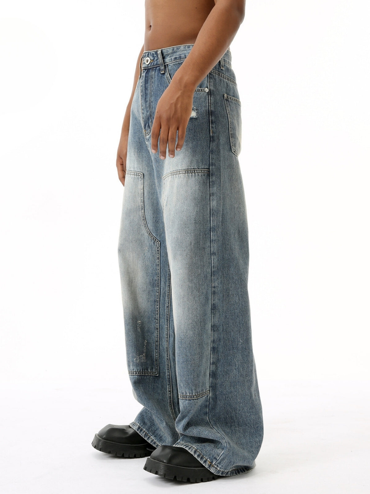 MAGNATES - Baggy Patchwork Basic Jeans