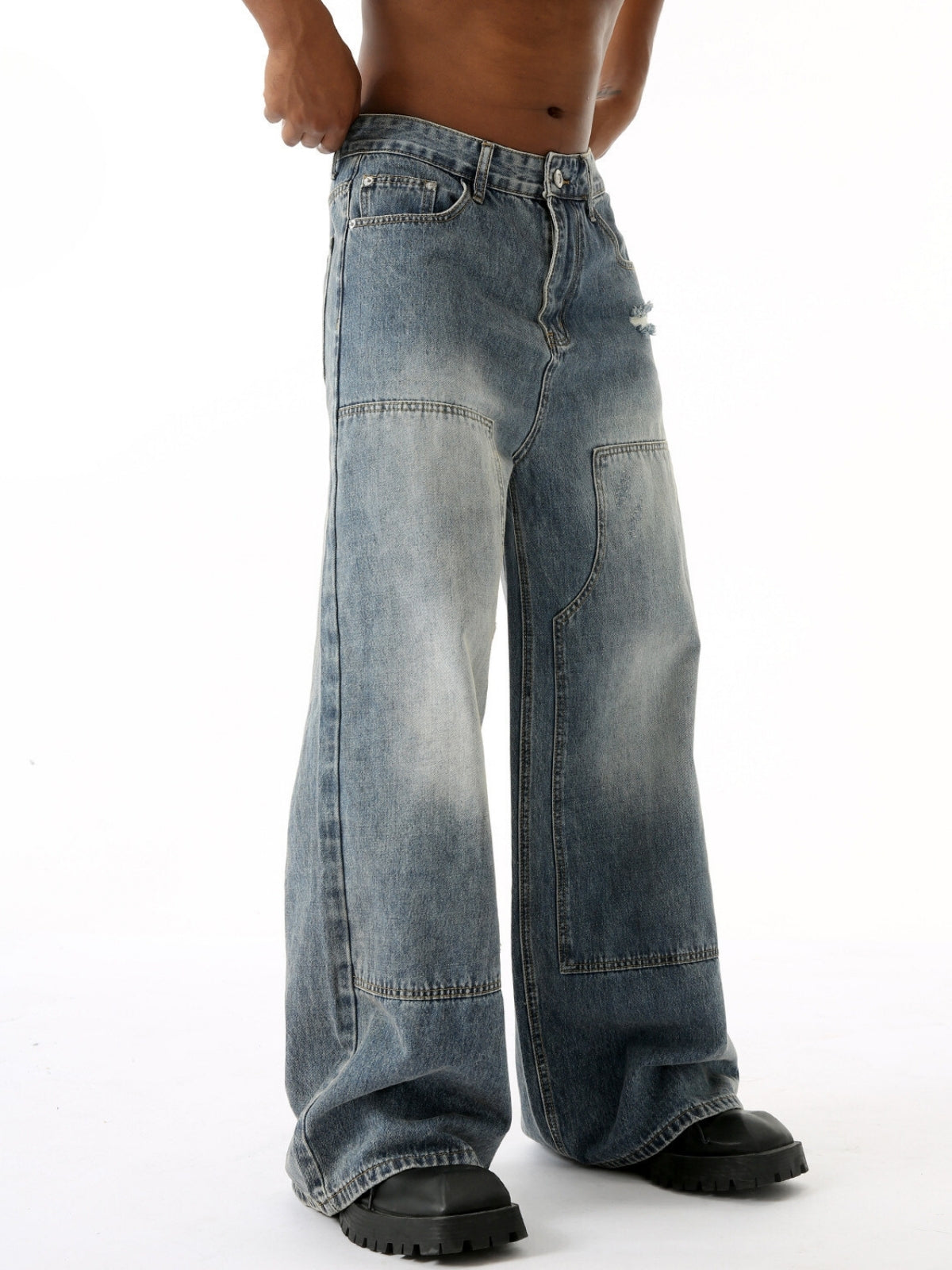 MAGNATES - Baggy Patchwork Basic Jeans