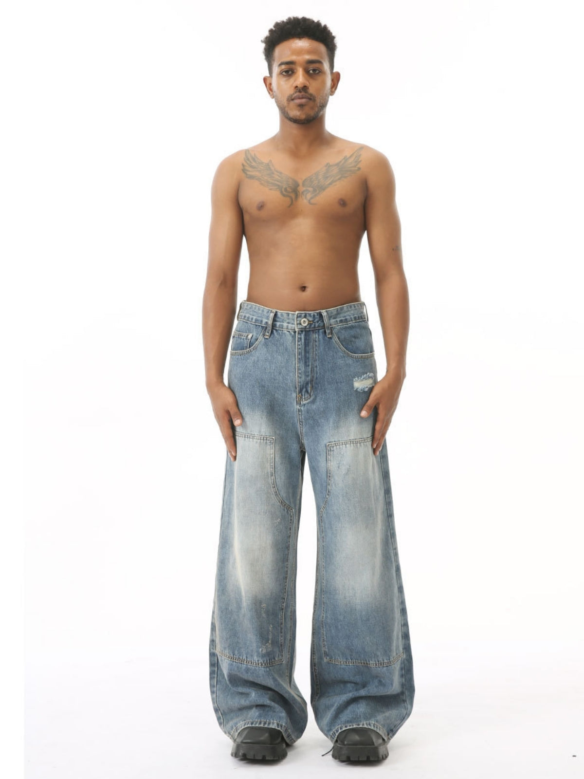 MAGNATES - Baggy Patchwork Basic Jeans
