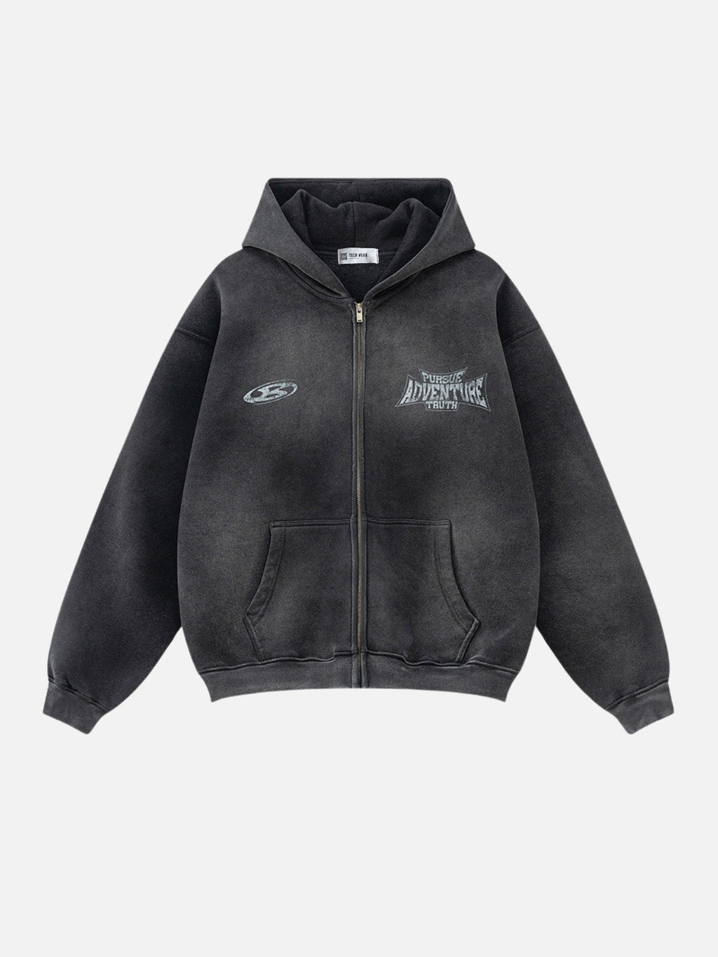 PERSUE - Oversized Print Zip Up Hoodie
