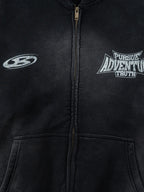 PERSUE - Oversized Print Zip Up Hoodie