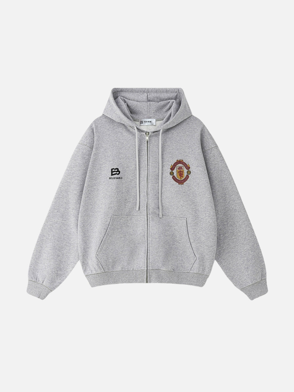 BELIEVABLE - Oversized Print Zip Up Hoodie