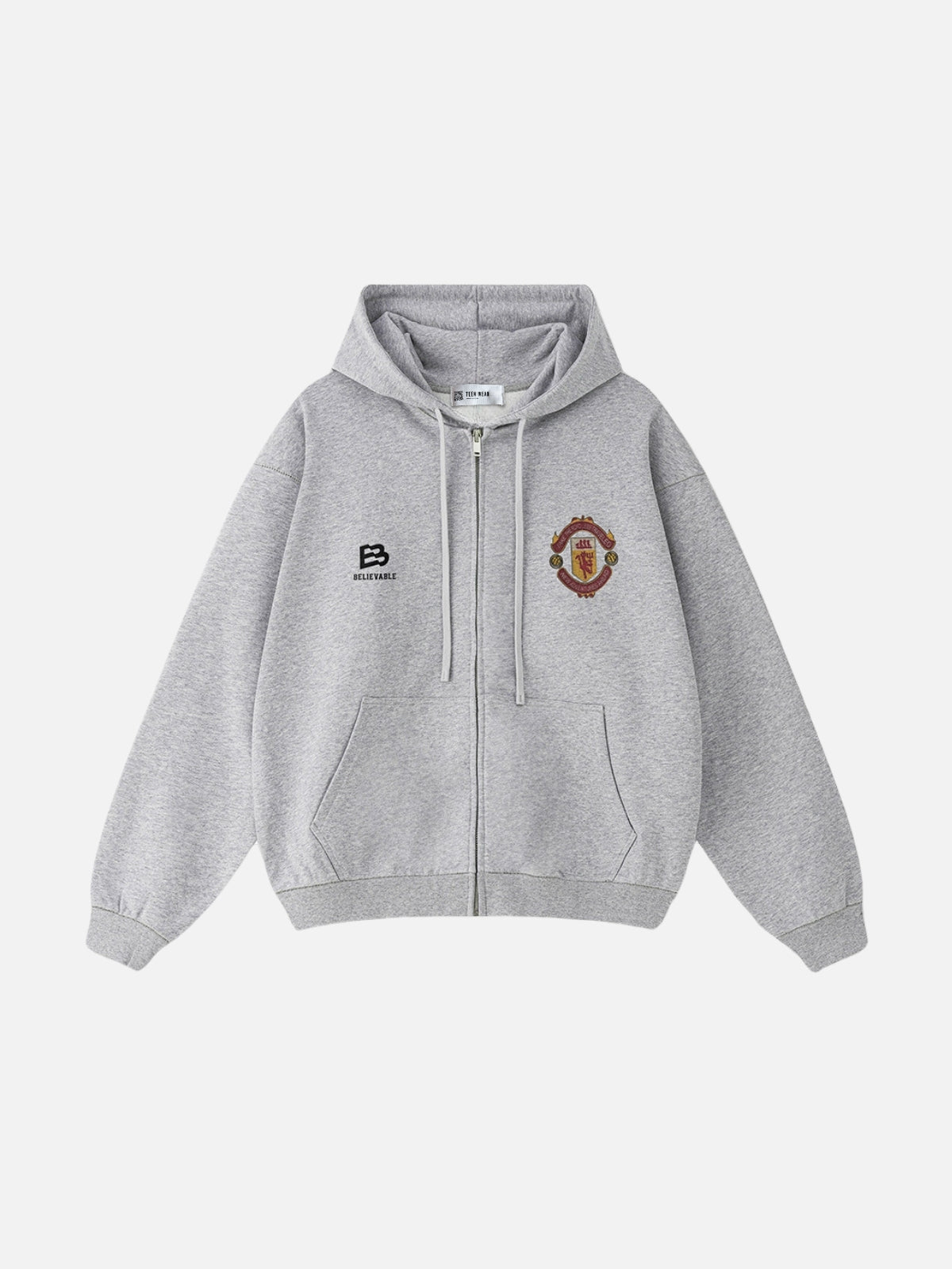 BELIEVABLE - Oversized Print Zip Up Hoodie