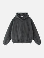 SRIPERS - Premium Oversized Basic Embroidered Zip Up Hoodie