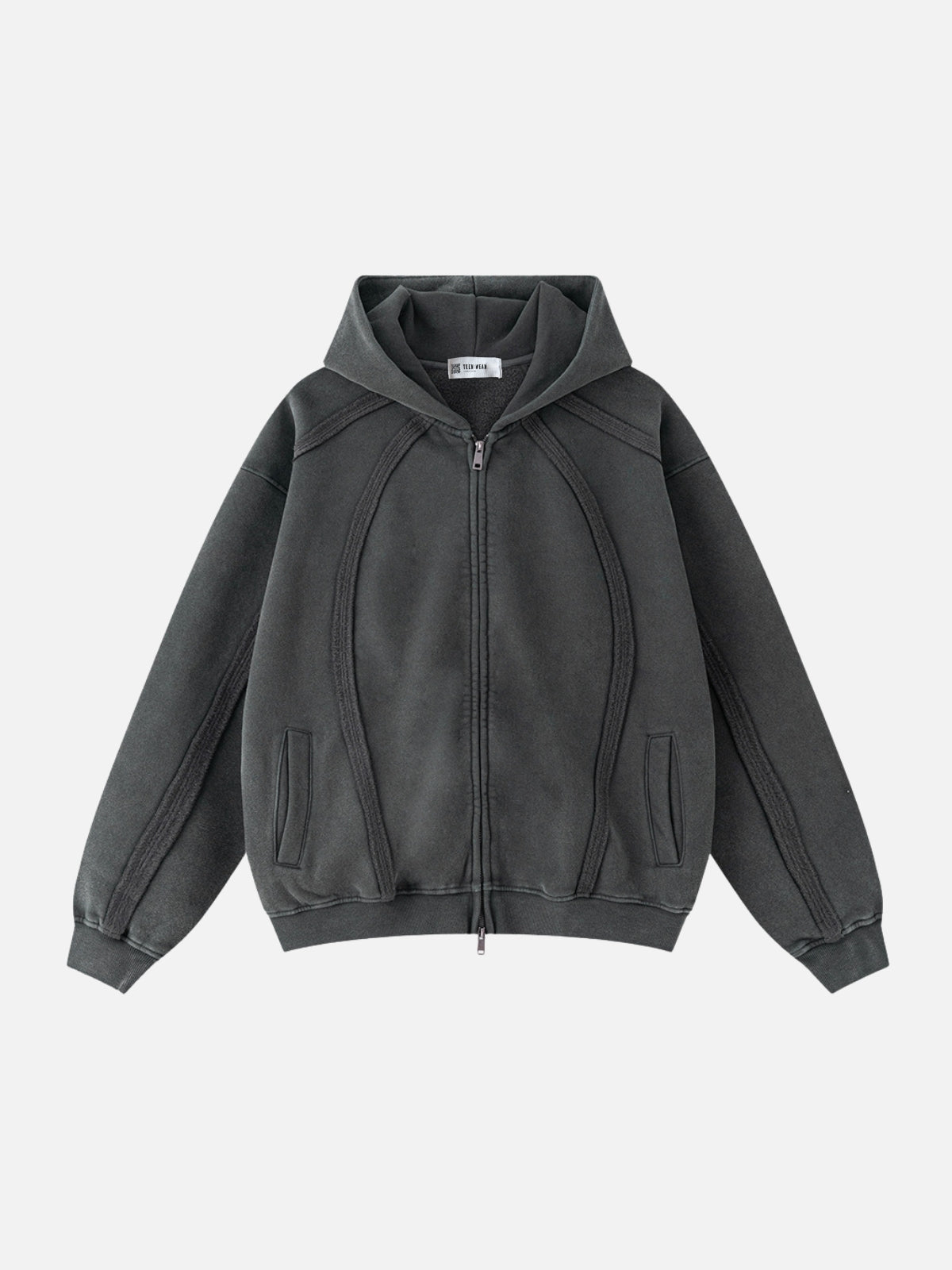 SRIPERS - Premium Oversized Basic Embroidered Zip Up Hoodie