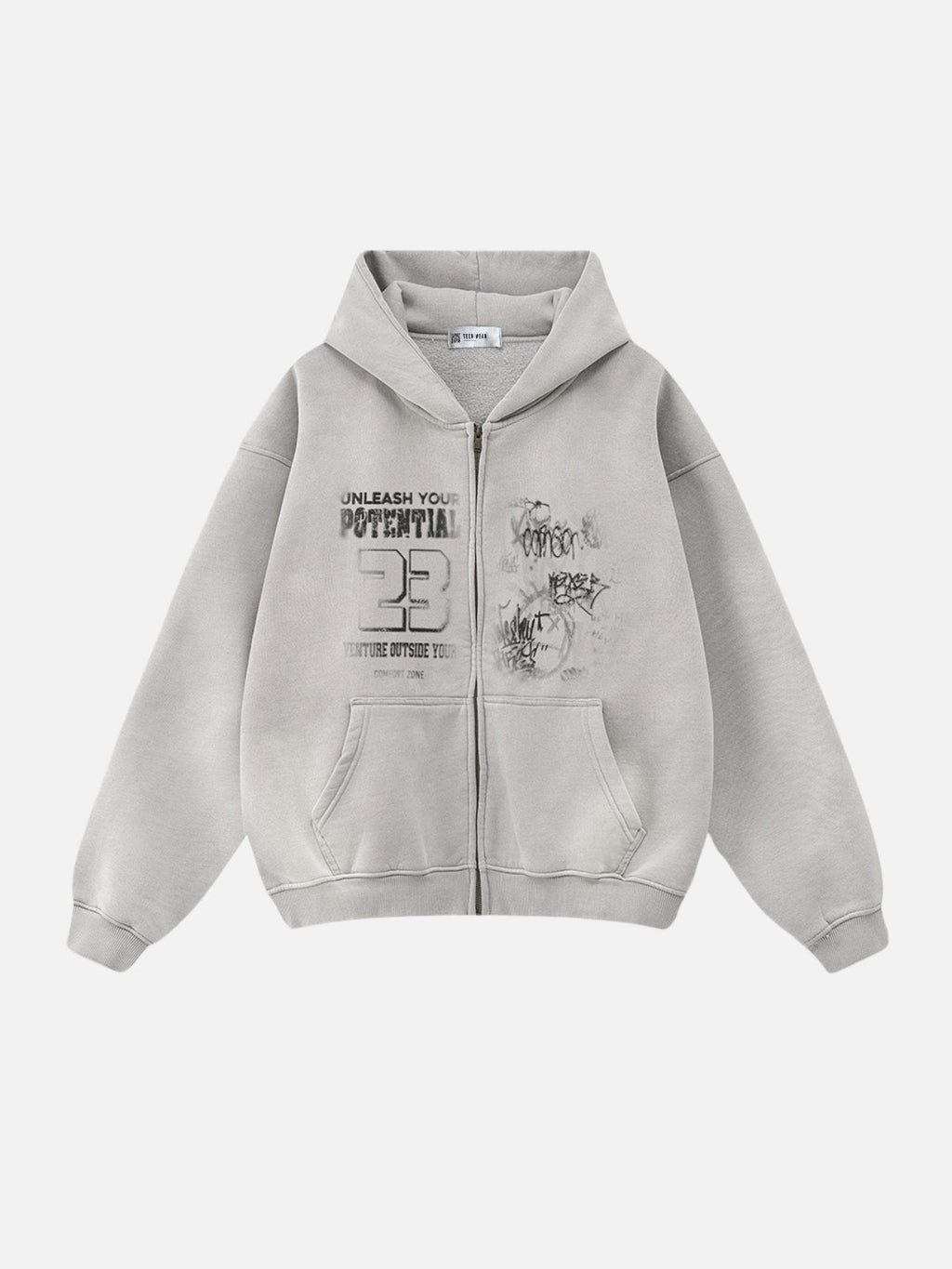 POTENTIAL - Oversized Print Zip Up Hoodie