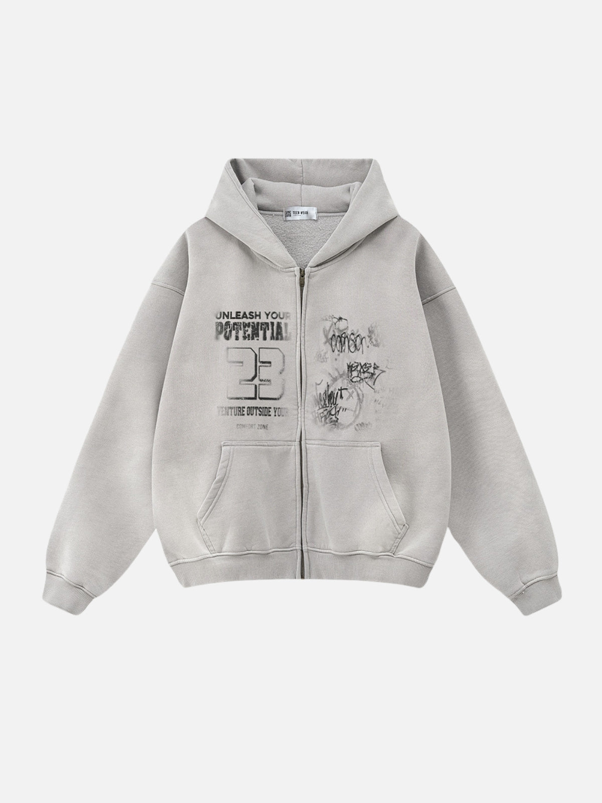 POTENTIAL - Oversized Print Zip Up Hoodie