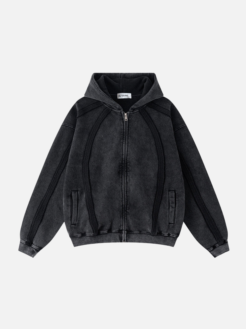 SRIPERS - Premium Oversized Basic Embroidered Zip Up Hoodie