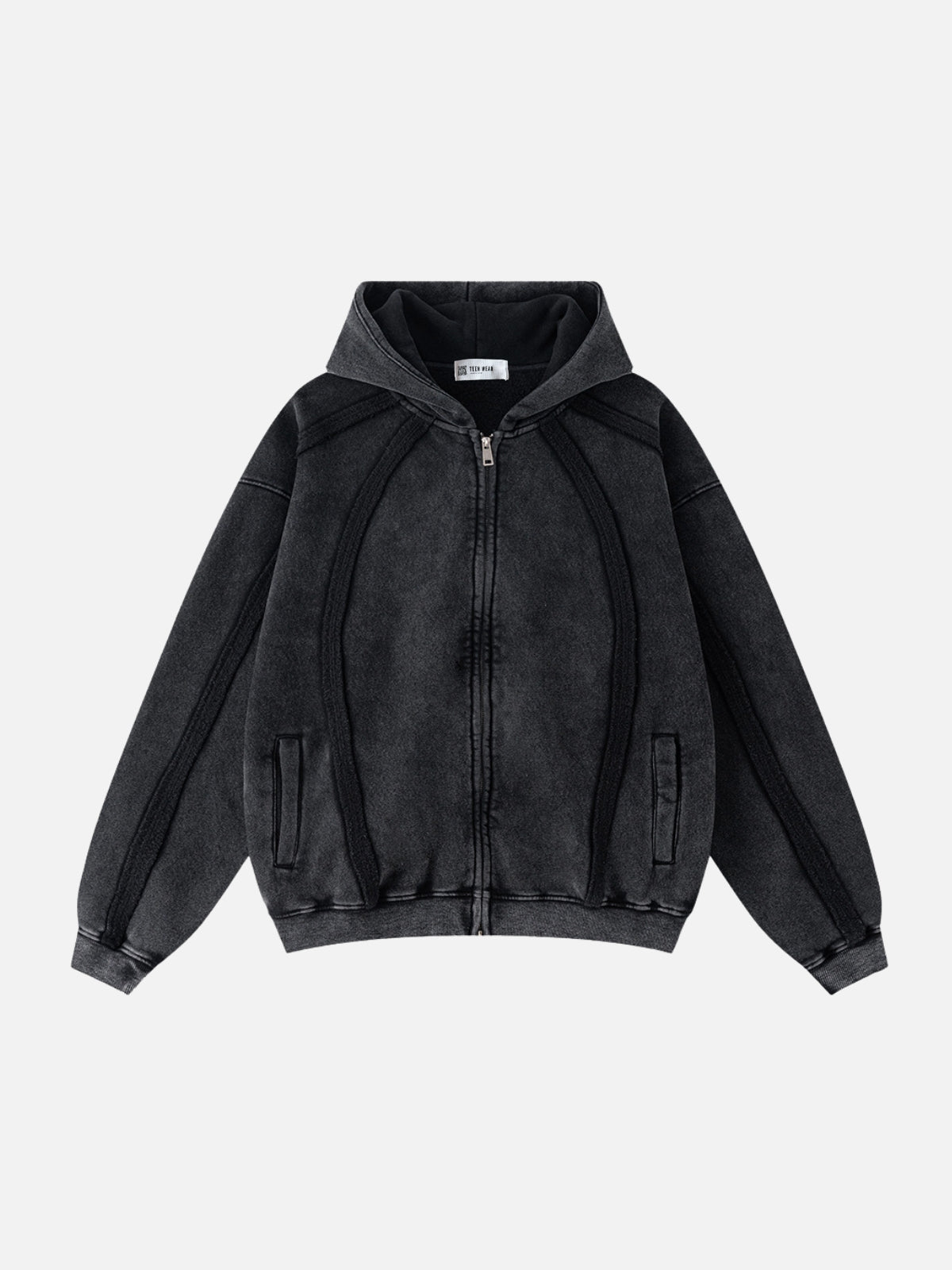 SRIPERS - Premium Oversized Basic Embroidered Zip Up Hoodie