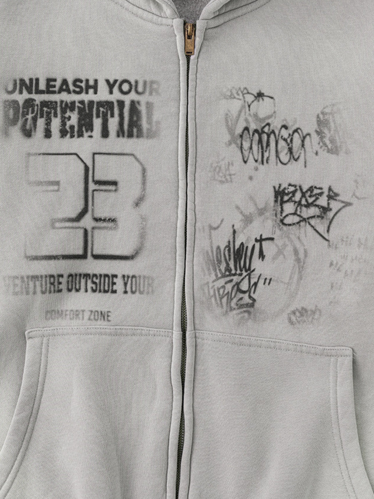 POTENTIAL - Oversized Print Zip Up Hoodie