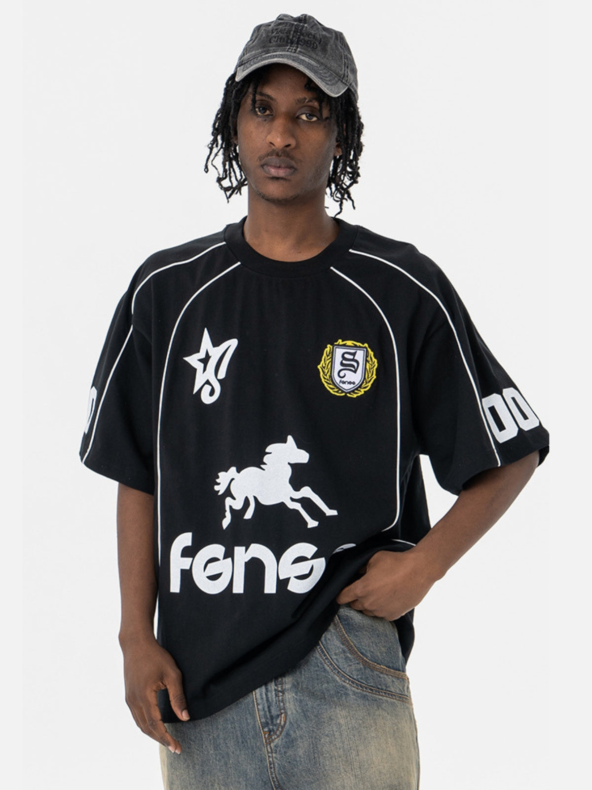 FENSS - Oversized Print Jersey T-Shirt