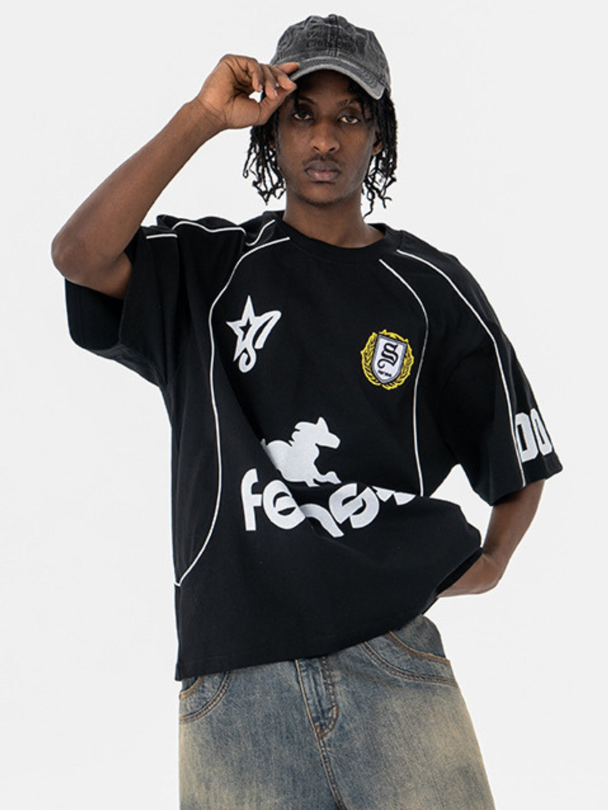 FENSS - Oversized Print Jersey T-Shirt