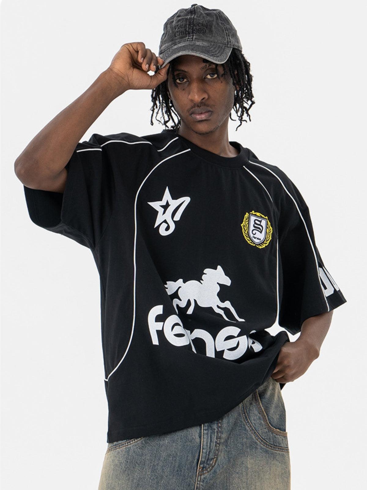FENSS - Oversized Print Jersey T-Shirt